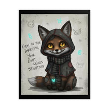 Load image into Gallery viewer, Cute Fox Poster — "Even in the Darkness, Your Light Shines Brightest" Rolled Art Print
