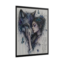 Load image into Gallery viewer, Wolf &amp; Woman Art Poster — "You Don't Find Them By Accident" Inspirational Wall Art
