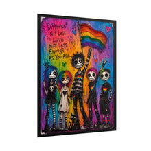 Load image into Gallery viewer, Gothic Emo Unity Art Print - "Different No Less. Love Not Less. Enough As You Are."
