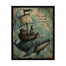 Load image into Gallery viewer, Whimsical Whale Adventure Poster — "The heaviest storms shape the strangest souls"
