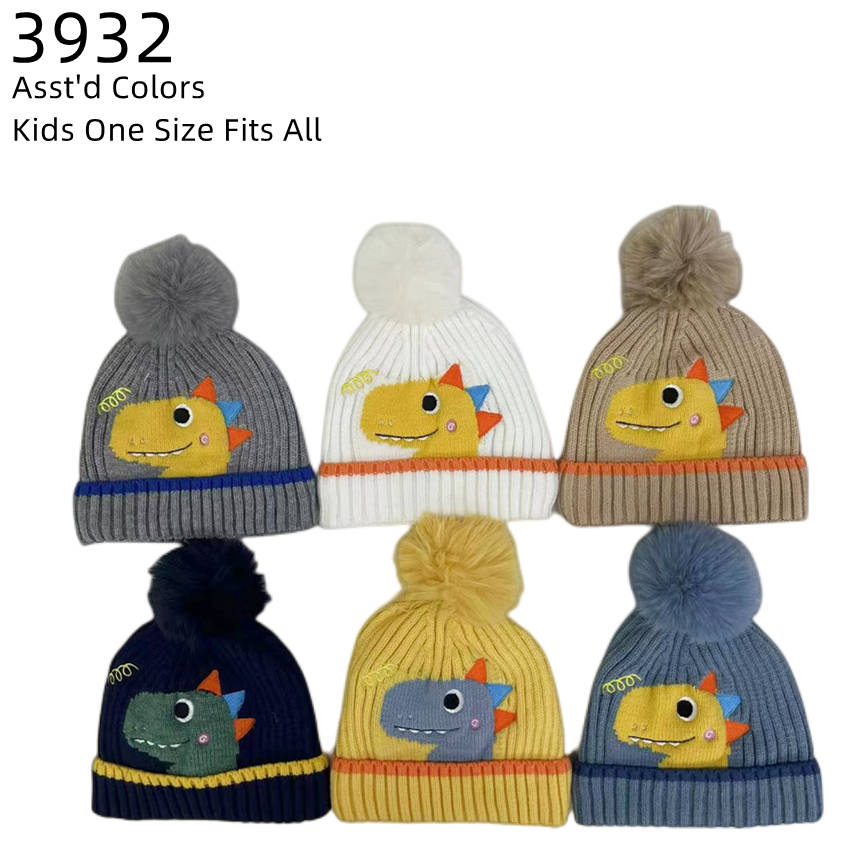 12-pack Wholesale Kid's Animal Hats Pompom Hats Winter Knit Zebra Hat #3932