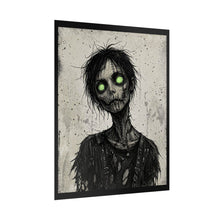 Load image into Gallery viewer, Horror Zombie Art Poster — Glowing Green-Eyed Undead Rolled Poster
