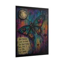 Load image into Gallery viewer, Rolled Poster — Colorful Moth Art Print with Inspirational Quote: “Your Passion Is Not Too Much”
