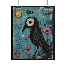 Load image into Gallery viewer, Rolled Poster — Crow Artwork with Quote “The Silence Was Never Empty” | Moody Gothic Wall Art
