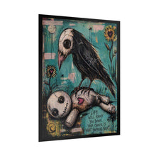 Load image into Gallery viewer, Gothic Crow &amp; Voodoo Doll Poster — “Life Will Knock You Down” Rolled Art Print
