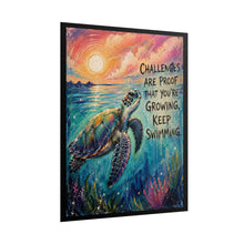 Load image into Gallery viewer, "Keep Swimming" Sea Turtle Motivational Poster – Ocean Quote Wall Art Print
