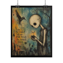 Load image into Gallery viewer, Rolled Poster — 'Even the Smallest Light' Surreal Art Print (Dark Whimsical Decor)
