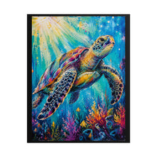 Load image into Gallery viewer, Vibrant Sunlit Sea Turtle Poster - Colorful Underwater Ocean Wall Decor
