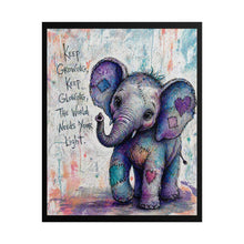Load image into Gallery viewer, Inspirational Baby Elephant Poster — "Keep Growing, Keep Glowing" Rolled Art Print
