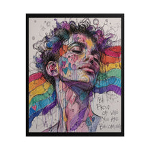Load image into Gallery viewer, "Who You Are Becoming" Pride Art | Fine Line Sketch Rainbow Waves Poster
