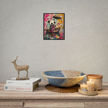 Load image into Gallery viewer, Panda in Boat Art Poster — Cute Colorful Rainy-Day Illustration (Rolled Poster)
