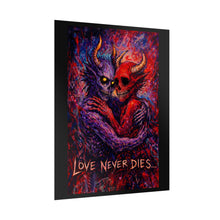 Load image into Gallery viewer, Rolled Poster — 'Love Never Dies' Gothic Demon Embrace Art Print
