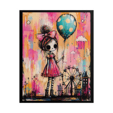 Load image into Gallery viewer, Whimsical Girl with Balloon Rolled Poster - Colorful Fairground Art Print
