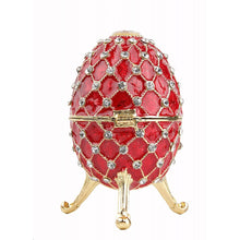 Load image into Gallery viewer, Swarovski Crystals Red Nested Faberge style Egg Decorative Hinged Jewelry Trinket Box (MINIMUM OF 2)
