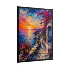 Load image into Gallery viewer, Vibrant Mediterranean Coastal Sunset Poster - Scenic Villa Ocean View Wall Decor
