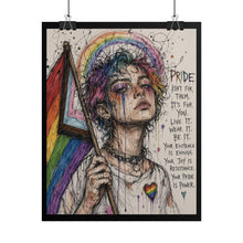 Load image into Gallery viewer, "Your Joy Is Resistance" Pride Art | Fine Line Sketch Raised Flag Poster
