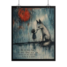 Load image into Gallery viewer, Rolled Poster — Whimsical Fox &amp; Child Art Print with Red Moon, Inspirational Quote
