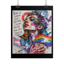 Load image into Gallery viewer, "Life's Direction" Pride Wall Art | Fine Line Sketch Crescent Moon Poster
