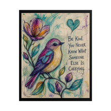 Load image into Gallery viewer, Rolled Poster — 'Be Kind' Colorful Bird Art Print (Inspirational Wall Decor)
