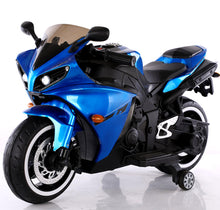 Load image into Gallery viewer, TAMCO-T1 blue kids motorcycle ,12V wheels with light, hand drive , PU seat, electric motorcycle Children ride on motorcycle
