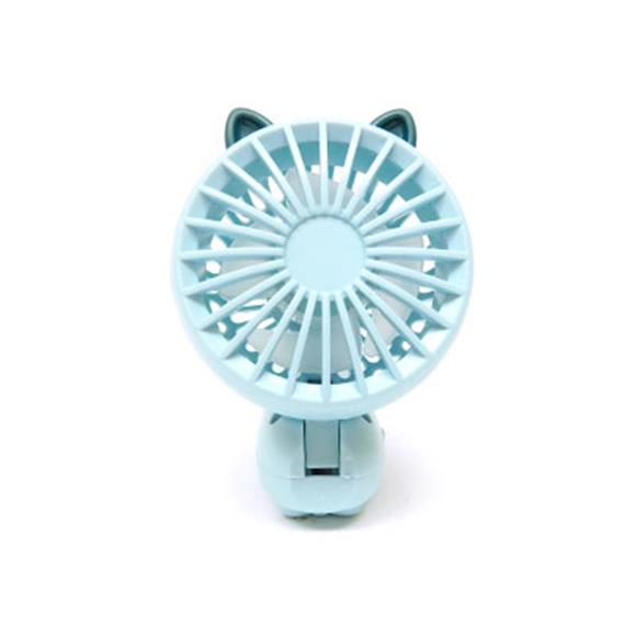 RECHARGEABLE PORTABLE MINI FAN 2 SPEED/FOLDABLE CAT DESIGN BLUE