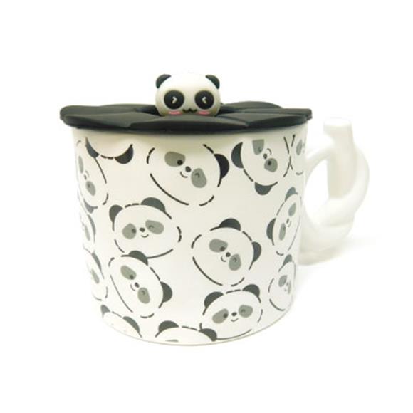 CERAMIC PANDA CUP W/LID