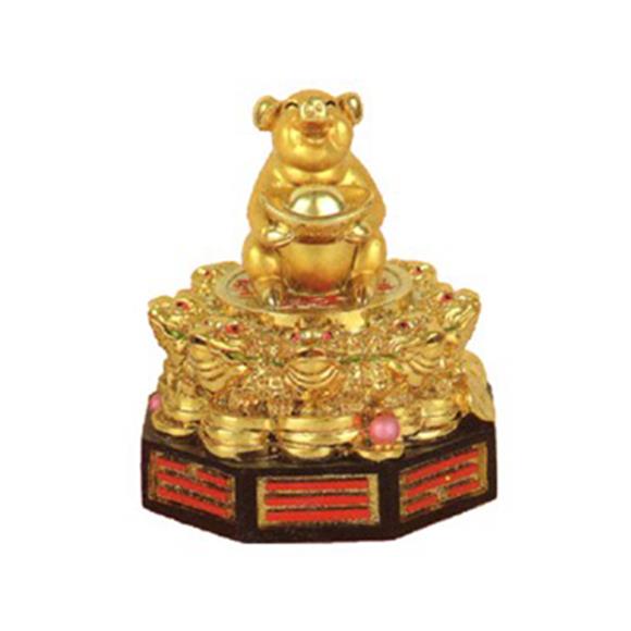 GOLD PIG W/BAGUA BASE
