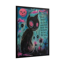 Load image into Gallery viewer, Rolled Poster - Gothic Cat Art "Toxic People Will Pollute Everything" Dark Neon Wall Print
