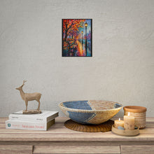 Load image into Gallery viewer, Vibrant Autumn Park Bench Poster - Romantic Rainy Promenade Wall Decor
