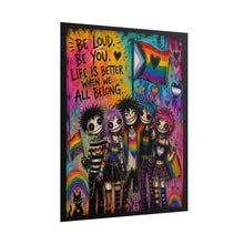 Load image into Gallery viewer, Progress Pride Emo Art Print, Textured Gothic Multi-Flag Poster, Whimsical Dark Fantasy Room Decor

