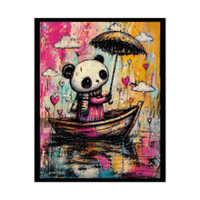 Load image into Gallery viewer, Panda in Boat Art Poster — Cute Colorful Rainy-Day Illustration (Rolled Poster)
