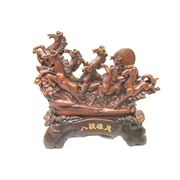 8 RUNNING HORSES IN WOOD COLOR