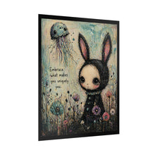 Load image into Gallery viewer, Rolled Poster — Cute Goth Bunny Art Print "Embrace What Makes You Uniquely You"
