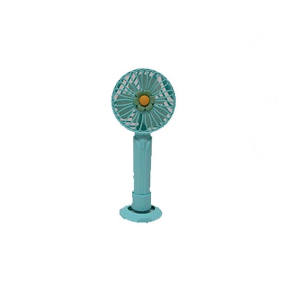 PORTABLE BLUE FAN W/FLOWER & BASE (RECHARGEABLE)