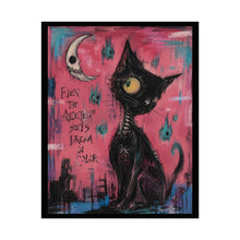 Load image into Gallery viewer, Even the Quietest Souls Dream in Color Rolled Poster — Gothic Whimsical Cat Fantasy Wall Art
