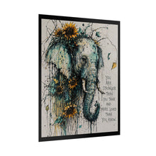 Load image into Gallery viewer, Elephant &amp; Sunflower Inspirational Poster — "You Are Stronger Than You Think" Rolled Art Print
