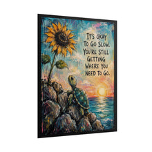 Load image into Gallery viewer, Inspirational Turtle Sunset Poster – "It's Okay to Go Slow" Framed Print
