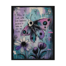 Load image into Gallery viewer, Butterfly &amp; Moon Art Poster — "I Fell in Love with Your Darkness" Rolled Wall Art

