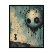 Load image into Gallery viewer, Rolled Poster — Creepy Whimsical Skull Art with Quote "You don't have to see the whole path, just take the next step"
