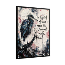 Load image into Gallery viewer, Inspirational Raven Art Poster — "The hardest storms carve the strongest souls"
