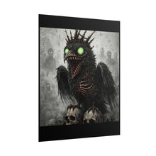 Load image into Gallery viewer, Horror Crow Monster Poster — Glowing Eyes Death Skull Art Print
