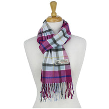 Load image into Gallery viewer, Plaid Cashmere Feel Scarf 12-pack Burgundy/L.blue
