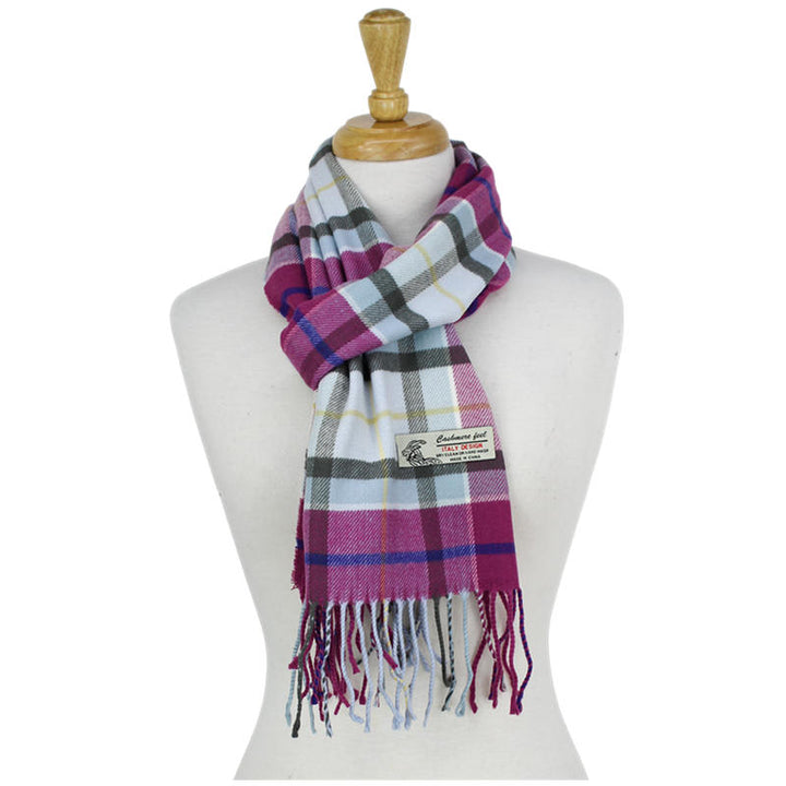 Plaid Cashmere Feel Scarf 12-pack Burgundy/L.blue
