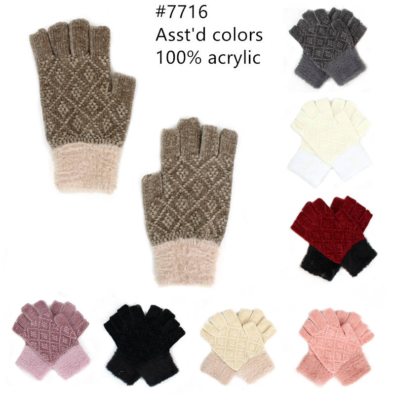12-pack Wholesale Knitted Women's Winter Finger-less Gloves