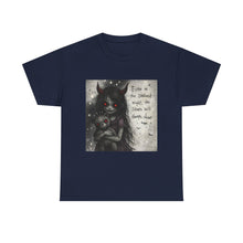 Load image into Gallery viewer, Gothic Catgirl Tee — “Even in the Darkest Night the Stars Will Always Shine”
