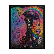 Load image into Gallery viewer, Dark Fantasy Gothic Character Under Pride Mushroom Umbrella Poster - "Love Loud. Live Free."
