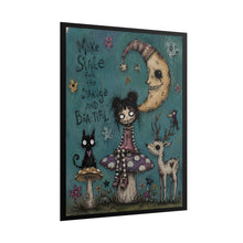 Load image into Gallery viewer, Whimsical Gothic Moonlit Poster — “Make Space for the Strange and Beautiful” Rolled Art Print
