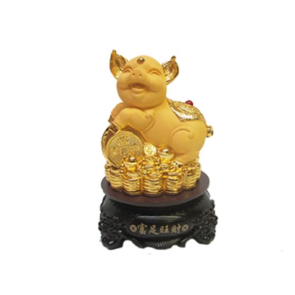 GOLD PIG W/COIN ON ROTATING BASE
