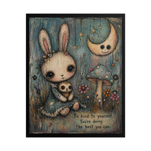 Load image into Gallery viewer, Rolled Poster — Cute Bunny Moon Illustration with 'Be Kind to Yourself' Quote
