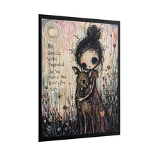 Load image into Gallery viewer, Rolled Poster – 'Be Gentle With Yourself' Whimsical Girl &amp; Deer Art Print
